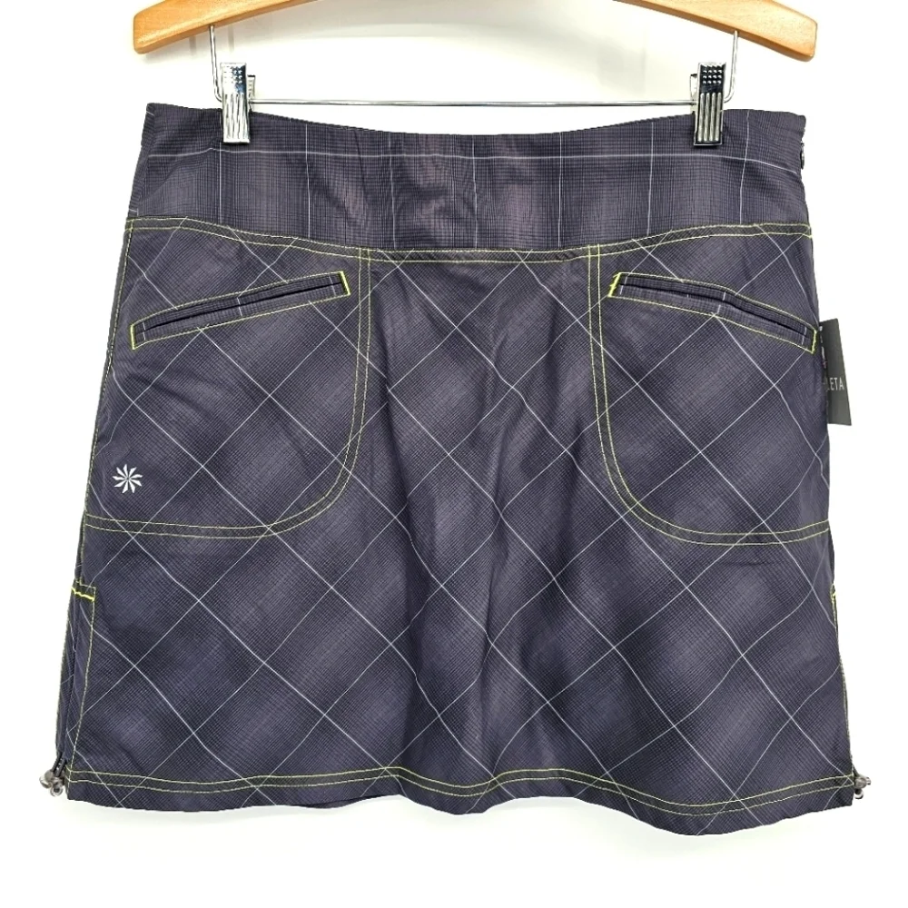 Athleta Women’s 12 Tulum Grey Plaid Active Quixk Dry Skort Style 214970 New